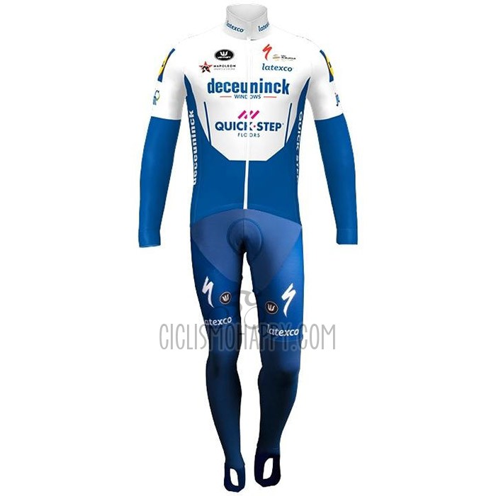 Deceuninck Quick Step Cycling Jersey Bib Tight 2020 Long Sleeve Blue White
